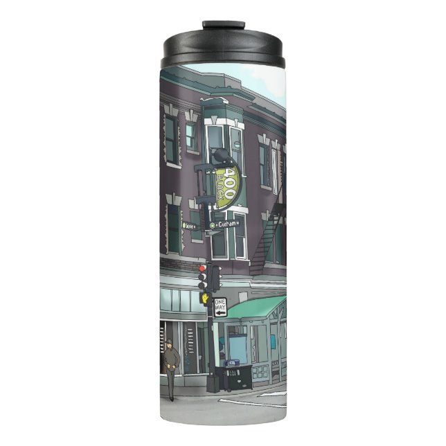 Zeichn des Stadtzentrums von Madison, Wisconsin Thermosbecher (Vorderseite)