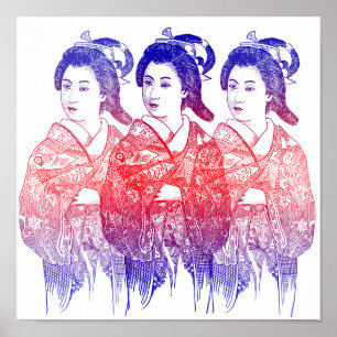 Zeichn einer Kimono-Dame Poster