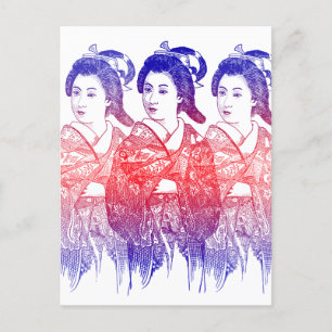 Zeichn einer Kimono-Dame Postkarte