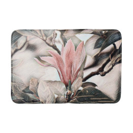 Zeichn einer rosa Magnolia-Blume-Badematte Badematte