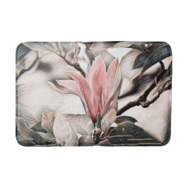 Zeichn einer rosa Magnolia-Blume-Badematte Badematte