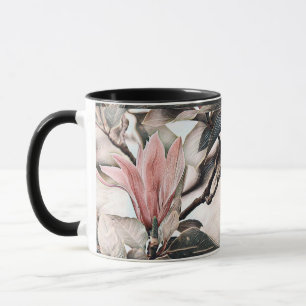 Zeichn einer rosa Magnolienzweig-Tasse Tasse