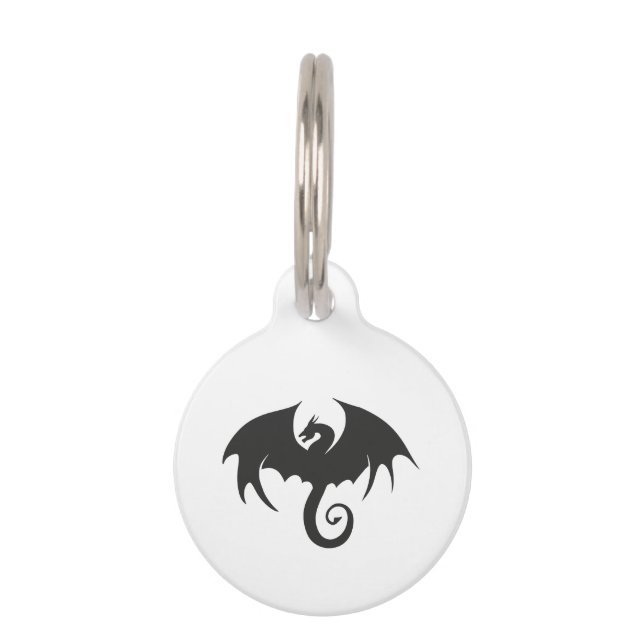 Zeichn einer Silhouette mit schwarzem Drachen Haustiermarke (Vorderseite)