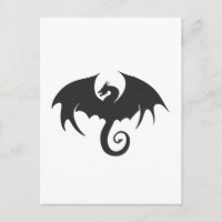 Zeichn einer Silhouette mit schwarzem Drachen