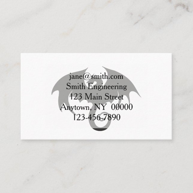 Zeichn einer Silhouette mit schwarzem Drachen Visitenkarte (Vorderseite)