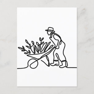 zeichn eines Bauern oder Gärtners Postkarte