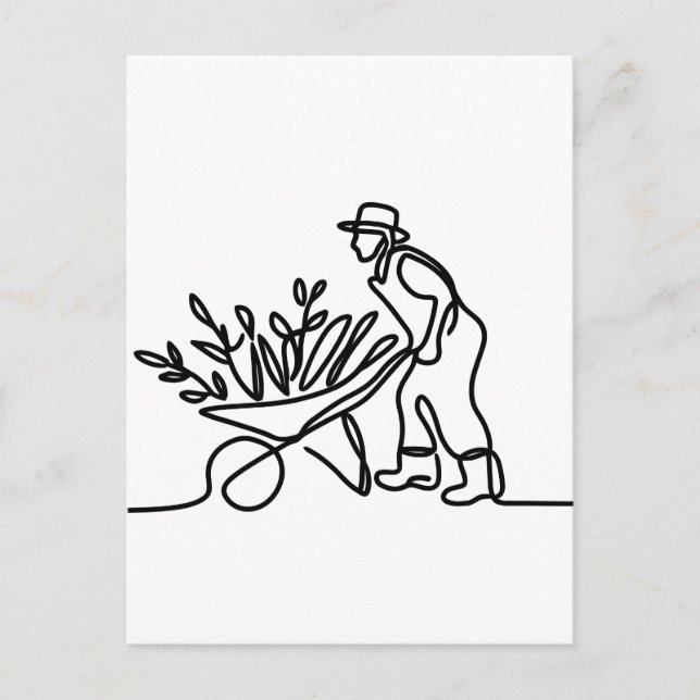 zeichn eines Bauern oder Gärtners Postkarte (Vorderseite)
