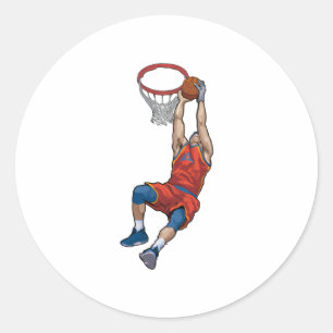 Zeichn eines Beruflichen Basketballspielers Runder Aufkleber