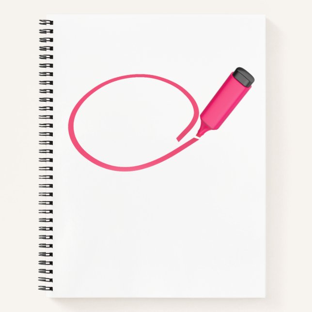 Zeichn eines Kreises mit einem rosa Highlighter Notizbuch (Vorderseite)