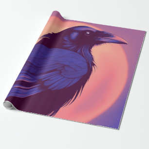 Zeichn eines lila schwarzen Rabe Geschenkpapier