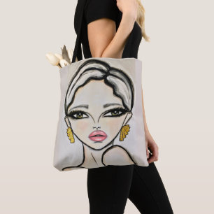 Zeichn eines modernen Girl Pink Lips Tasche