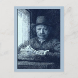 Zeichn eines Rembrandts an einem Fenster Postkarte