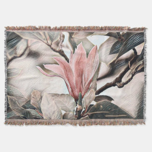 Zeichn eines rosa Magnolia Blume Ast werfen bla Decke