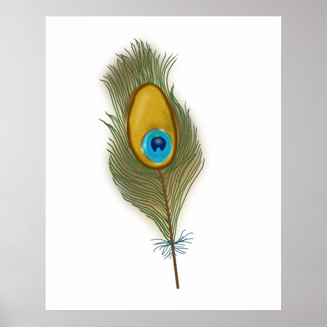 Zeichn eines Single Peacock Feather Poster (Vorne)