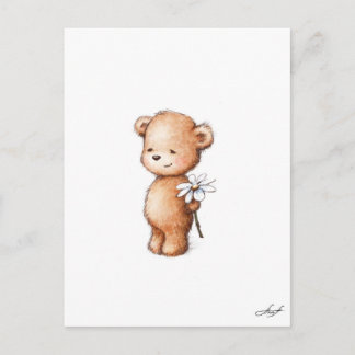 Zeichn eines Teddybären mit Dissage Postkarte