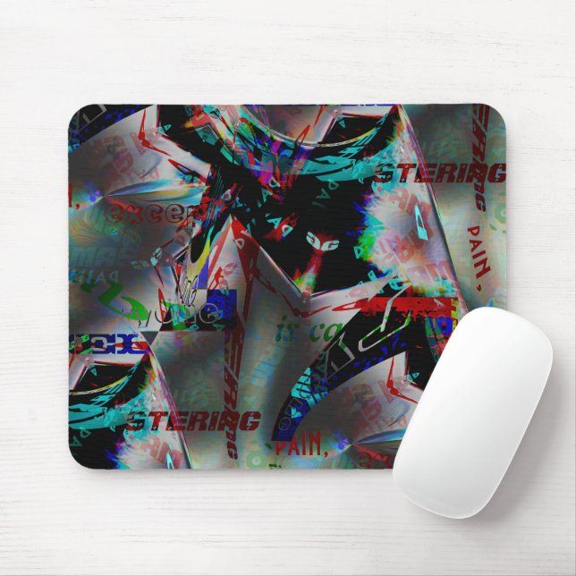 Zeichn mit Ausschnitt aus dunklem Banner und Wortw Mousepad (Mit Mouse)