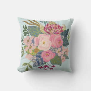 Zeichn Room_Light Blue_Bright Floral Pillow Kissen