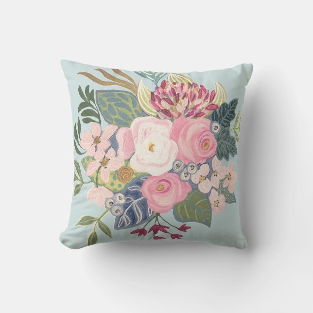 Zeichn Room_Light Blue_Faded Floral Pillow Kissen (Vorderseite)