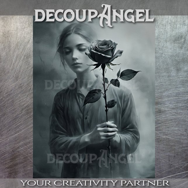 Zeichn von Frauen mit Rose - Entkundung - Seidenpapier (Von Creator hochgeladen)