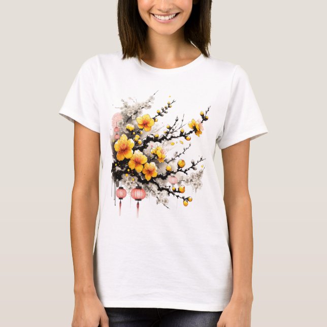 Zeichn von Hoa Mai Happy New Year T-Shirt (Vorderseite)