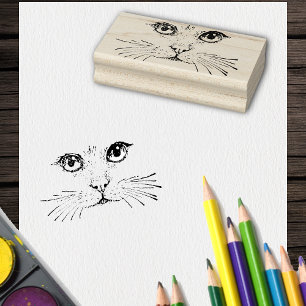 Zeichn von Katzengesicht mit Augennasen-Langflüste Gummistempel