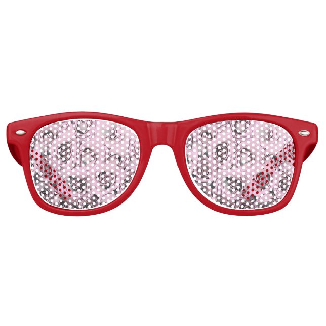Zeichn von rosa Rosen Partybrille (Vorderseite)