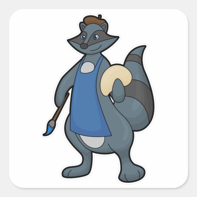 Zeichnen als Maler mit Pinsel Quadratischer Aufkleber (Vorderseite)