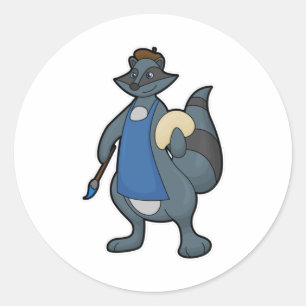 Zeichnen als Maler mit Pinsel Runder Aufkleber