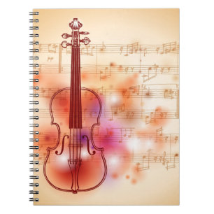 Zeichnen auf Watercolorhintergrund der Violine Notizblock