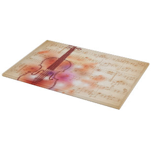 Zeichnen auf Watercolorhintergrund der Violine Schneidebrett