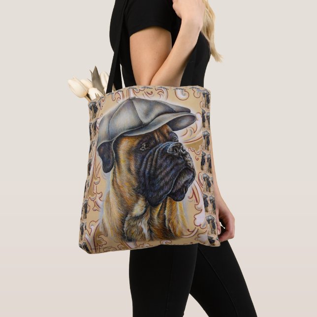 Zeichnen der Boxer-Hundetierkunst auf Tasche (Von Nahem)