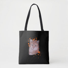 Zeichnen der orange Tabby-Katze und der Tasche