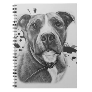 Zeichnen der Pitbull Hundetierkunst auf Farbe Notizblock