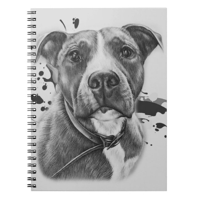 Zeichnen der Pitbull Hundetierkunst auf Farbe Notizblock (Vorderseite)