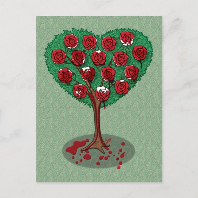 Zeichnen der roten Postkarte der Rose (Vorderseite)