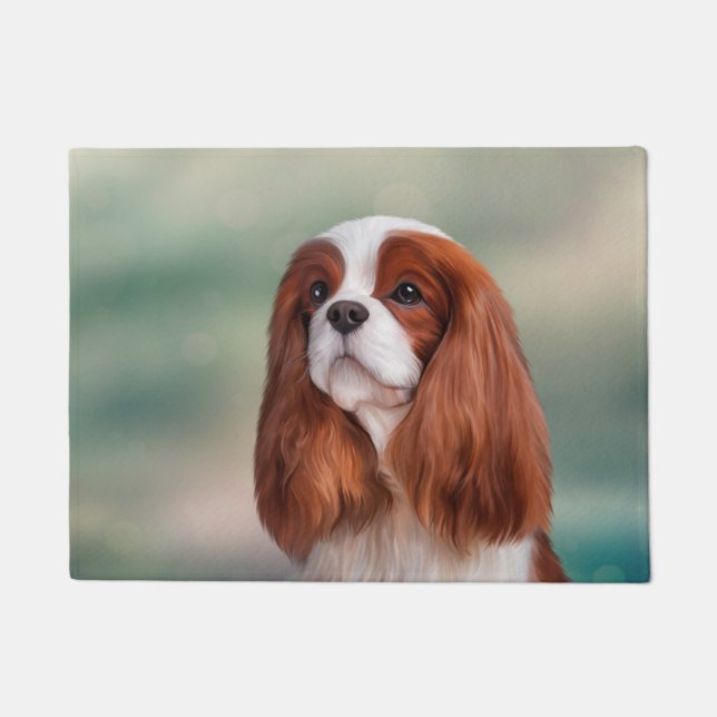 Zeichnen Hundeunbekümmerten Königcharles Spaniel Fußmatte (Vorderseite)