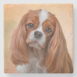 Zeichnen Hundeunbekümmerten Königcharles Spaniel Steinuntersetzer