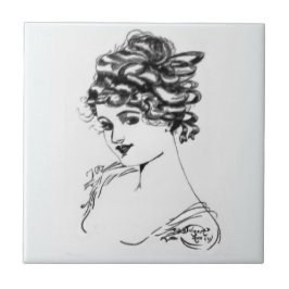 Zeichnen Kunst Nouveau Damen-1917 Tinte Fliese