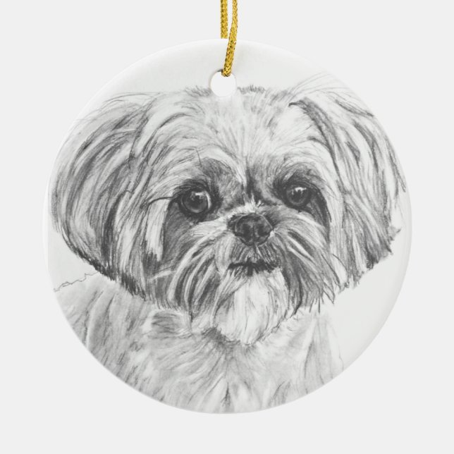 Zeichnen Shih-Tzu Keramikornament (Vorne)