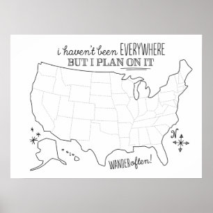 Zeichnen Sie auf amerikanischer Reise-Karte - Poster
