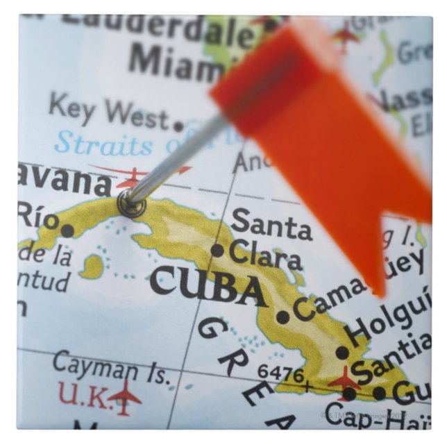 Zeichnen Sie das Button auf, das in Havana, Kuba Fliese (Vorderseite)