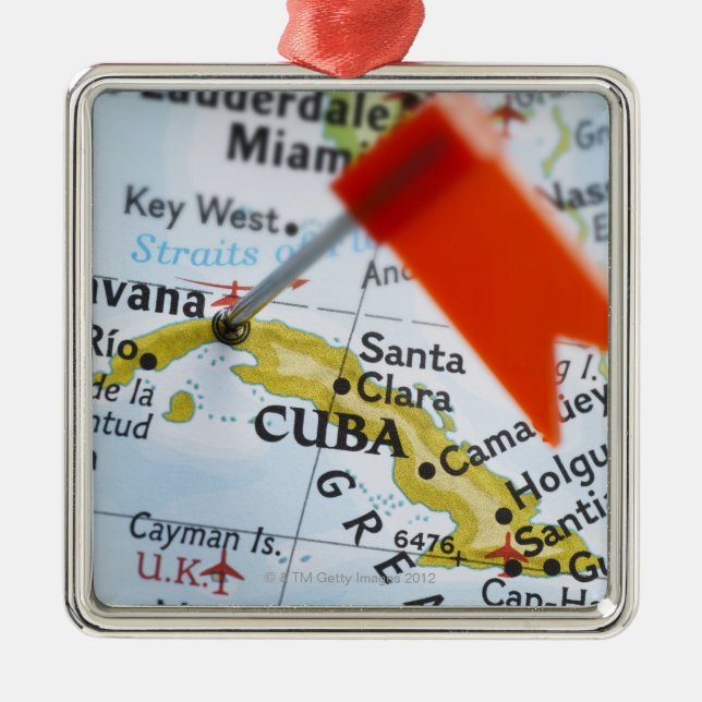 Zeichnen Sie das Button auf, das in Havana, Kuba Silbernes Ornament (Vorne)