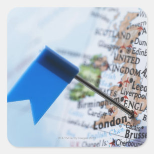 Zeichnen Sie das Button auf, das in London, Quadratischer Aufkleber