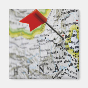 Zeichnen Sie das Button auf, das in Peking, China Magnet