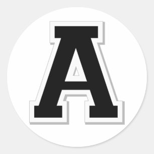 Zeichnen Sie den Anfangsbuchstaben A in schwarzen Runder Aufkleber