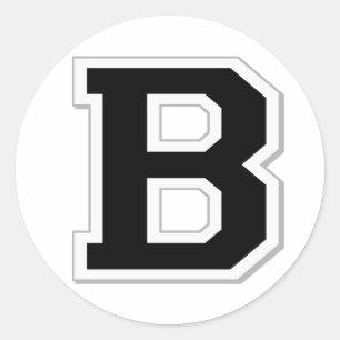 Zeichnen Sie den Anfangsbuchstaben B in schwarzen  Runder Aufkleber