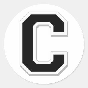 Zeichnen Sie den Anfangsbuchstaben C in schwarzen Runder Aufkleber