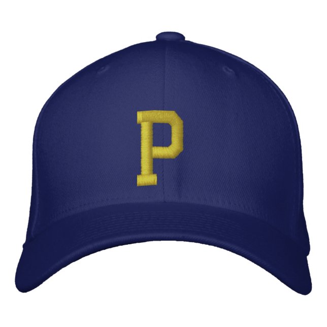 Zeichnen Sie den Anfangsbuchstaben P-Klappe aus Bestickte Baseballkappe (Vorderseite)