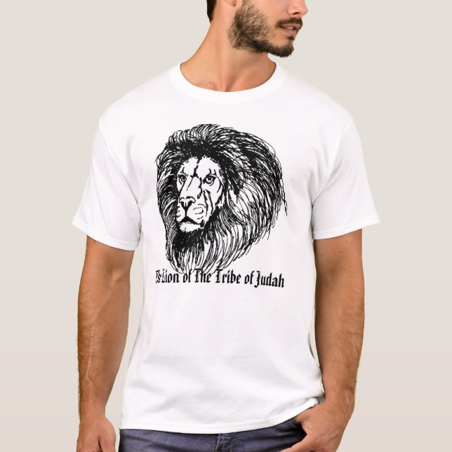 zeichnen Sie Löwe, den Löwe des Stammes von Judah T-Shirt (Vorderseite)