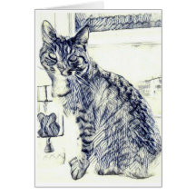 Zeichnen Sie Skizze einer Katze auf einer leeren